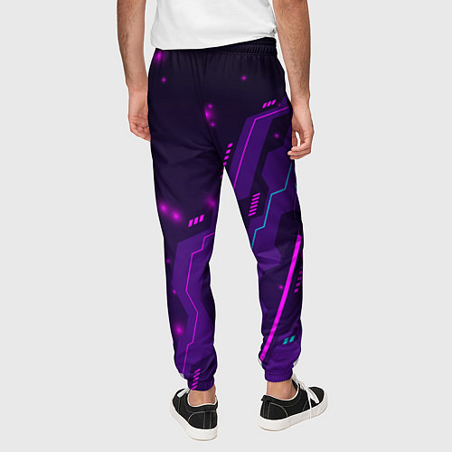 Мужские брюки Warframe neon gaming / 3D-принт – фото 4
