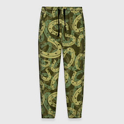 Брюки на резинке мужские Подковы - камуфляж, цвет: 3D-принт