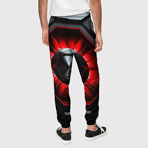 Мужские брюки Металлическая космическая конструкция с красным св / 3D-принт – фото 4