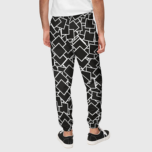 Мужские брюки Ромб черно - белый / 3D-принт – фото 4