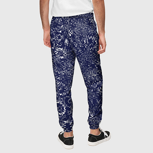 Мужские брюки Тёмно-синий с белым абстрактный искажение / 3D-принт – фото 4