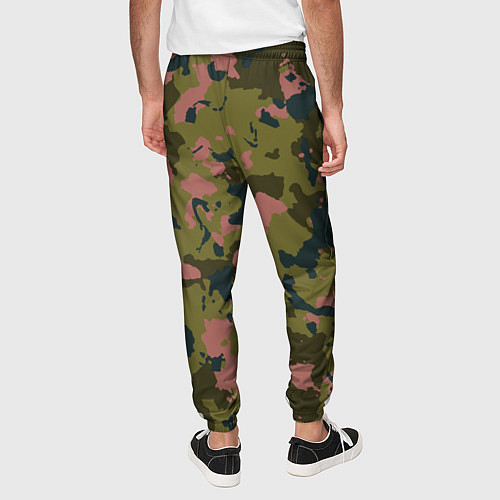 Мужские брюки Камуфляжный паттерн зеленый с розовыми пятнами / 3D-принт – фото 4