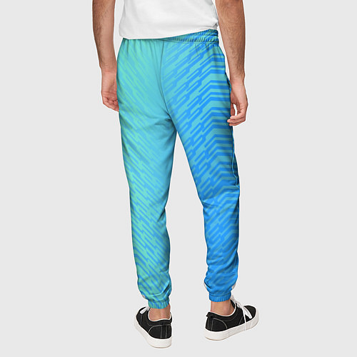 Мужские брюки Голубые градиентные линии / 3D-принт – фото 4