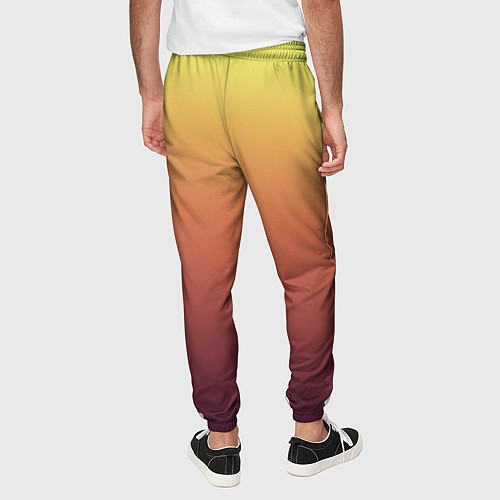 Мужские брюки Градиент приглушённый жёлто-бордовый / 3D-принт – фото 4