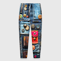 Брюки на резинке мужские Джинсы с карманами, цвет: 3D-принт