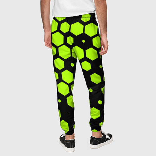 Мужские брюки Зеленые соты киберпанк / 3D-принт – фото 4