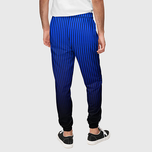 Мужские брюки Полосатый градиент сине-чёрный / 3D-принт – фото 4