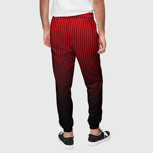 Мужские брюки Красно-чёрный градиент в полоску / 3D-принт – фото 4