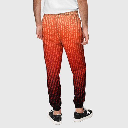 Мужские брюки Полосатый градиент оранжево-красный в чёрный / 3D-принт – фото 4