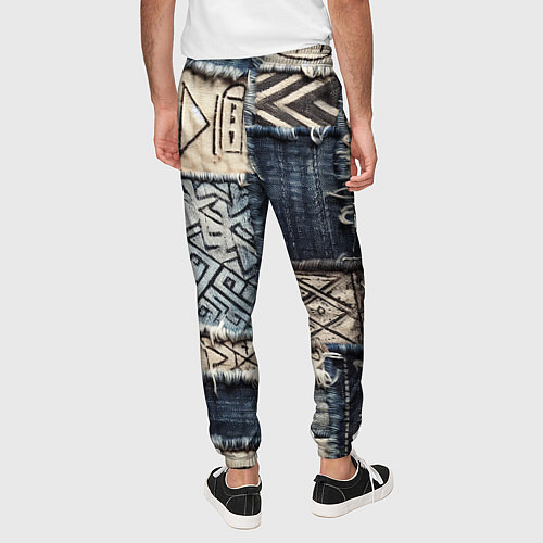 Мужские брюки Геометрия на пэчворк дениме / 3D-принт – фото 4