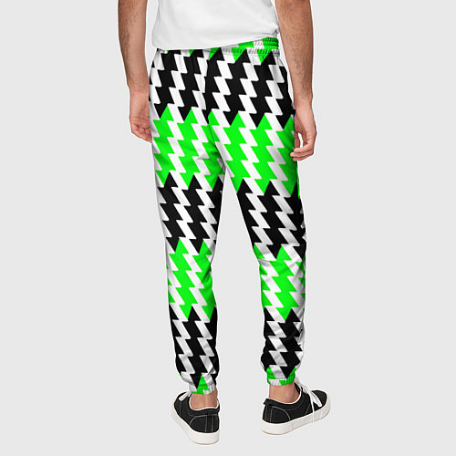 Мужские брюки Вертикальные чёрно-зелёные полосы / 3D-принт – фото 4
