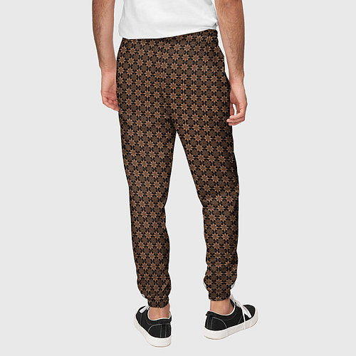 Мужские брюки Чёрно-коричневый паттерн узоры / 3D-принт – фото 4
