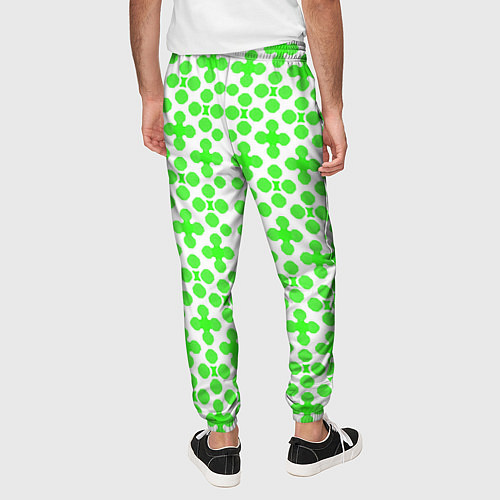 Мужские брюки Зелёные четырёхлистники на белом фоне / 3D-принт – фото 4