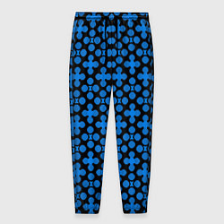 Мужские брюки Синие четырёхлистники на чёрном фоне