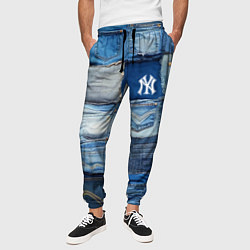 Брюки на резинке мужские Patchwork - New York yankees baseball team, цвет: 3D-принт — фото 2