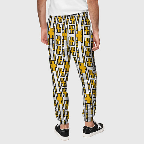 Мужские брюки Жёлтые и белые кирпичики на белом фоне / 3D-принт – фото 4