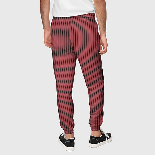 Мужские брюки Светло-бордовый в чёрную полоску / 3D-принт – фото 4