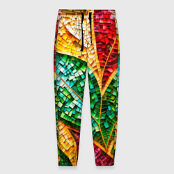 Брюки на резинке мужские Яркая мозаика с разноцветным абстрактным узором и, цвет: 3D-принт