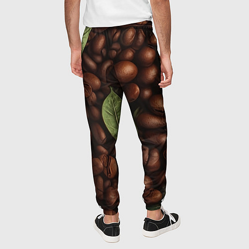 Мужские брюки Кофейные зёрна с листьями / 3D-принт – фото 4
