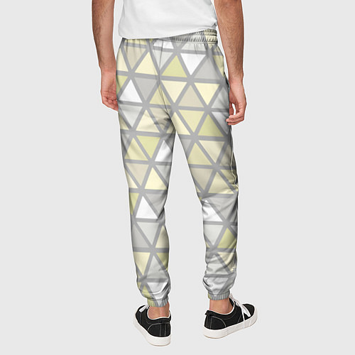 Мужские брюки Паттерн геометрия светлый жёлто-серый / 3D-принт – фото 4