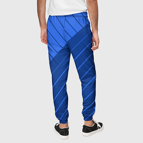 Мужские брюки Сине-голубой косые полосы / 3D-принт – фото 4