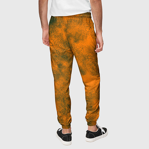 Мужские брюки Оранжевый в зеленых пятнах / 3D-принт – фото 4