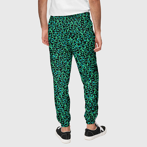 Мужские брюки Пёстрый чёрно-сине-зелёный / 3D-принт – фото 4