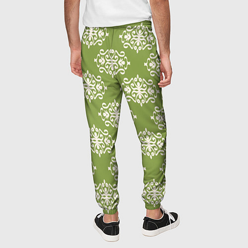 Мужские брюки Винтажный орнамент на зеленом / 3D-принт – фото 4