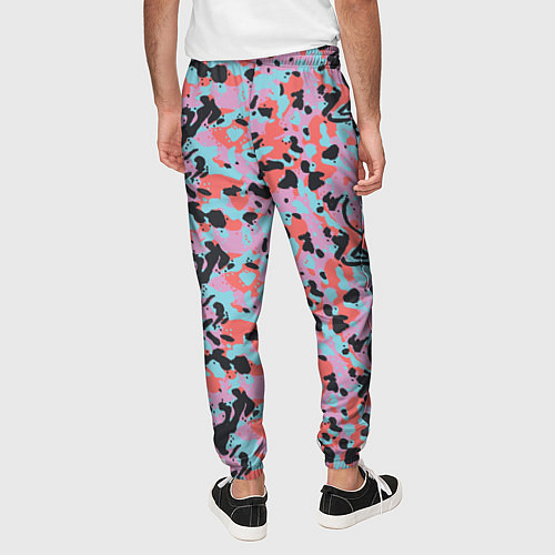 Мужские брюки Неоновый пиксельный камуфляжный паттерн / 3D-принт – фото 4