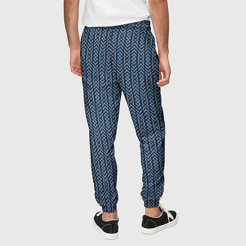 Мужские брюки Серо-синий текстурированные полосы / 3D-принт – фото 4