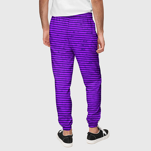 Мужские брюки Сочный фиолетовый в полоску / 3D-принт – фото 4