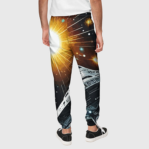 Мужские брюки Космолёт в неоновом космосе - нейросеть / 3D-принт – фото 4