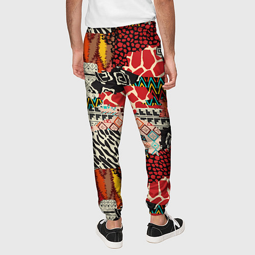 Мужские брюки Разноцветный орнамент хаки / 3D-принт – фото 4