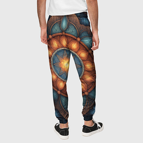 Мужские брюки Симметричный орнамент - мандала узор со светящейся / 3D-принт – фото 4