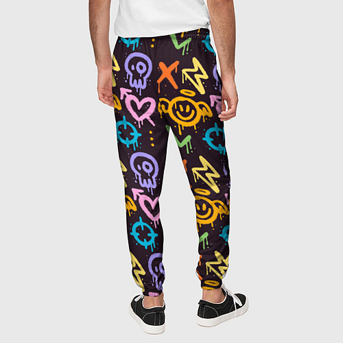 Мужские брюки Разноцветное граффити узор / 3D-принт – фото 4
