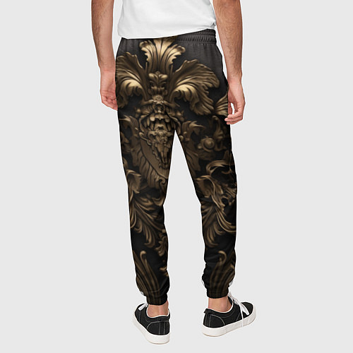 Мужские брюки Золотистая корона и узоры / 3D-принт – фото 4