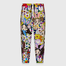 Брюки на резинке мужские Right now NewJeans and Takashi Murakami, цвет: 3D-принт