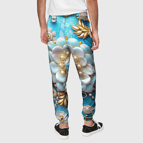 Мужские брюки Цветы и жемчуг / 3D-принт – фото 4