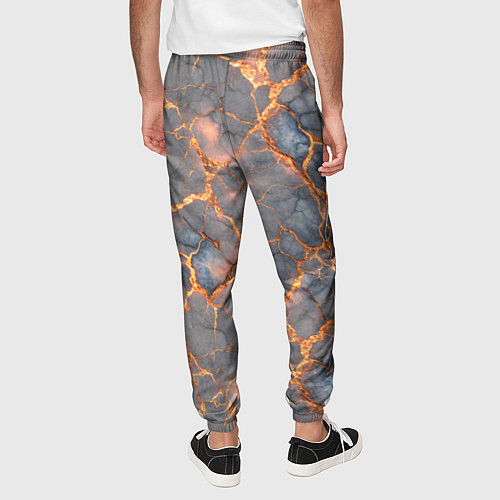 Мужские брюки Текстура треснувшего темно-серого мрамора / 3D-принт – фото 4