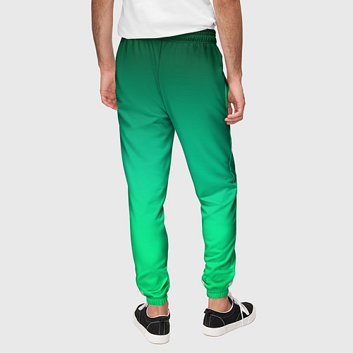 Мужские брюки Яркий зеленый градиентный комбинированный фон / 3D-принт – фото 4