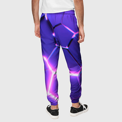 Мужские брюки Фиолетовые плиты с розовым свечением / 3D-принт – фото 4