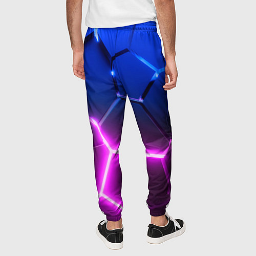 Мужские брюки Синие плиты с розовым свечением / 3D-принт – фото 4