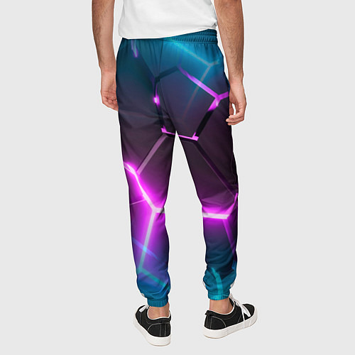 Мужские брюки Голубые и розовые неоновые плиты в разломе / 3D-принт – фото 4