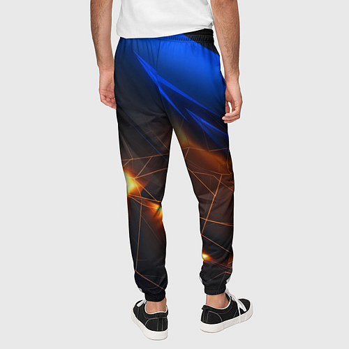 Мужские брюки Синяя абстракция с желтыми плитами / 3D-принт – фото 4