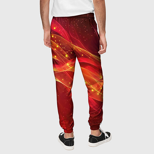Мужские брюки Красные и оранжевые линии с золотым блеском / 3D-принт – фото 4