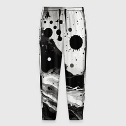 Брюки на резинке мужские Чёрно-белая абстракция - кляксы, цвет: 3D-принт