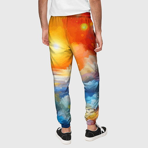 Мужские брюки Закат солнца - разноцветные облака / 3D-принт – фото 4
