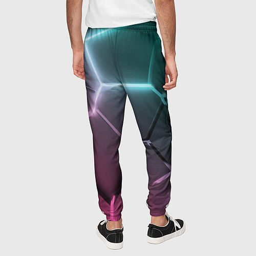 Мужские брюки Голубые и розовые неоновые плиты в разломе / 3D-принт – фото 4