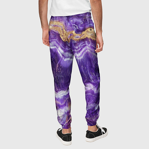 Мужские брюки Чароит камень - абстрактная текстура / 3D-принт – фото 4