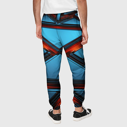 Мужские брюки Абстрактные треугольные плиты со светом / 3D-принт – фото 4